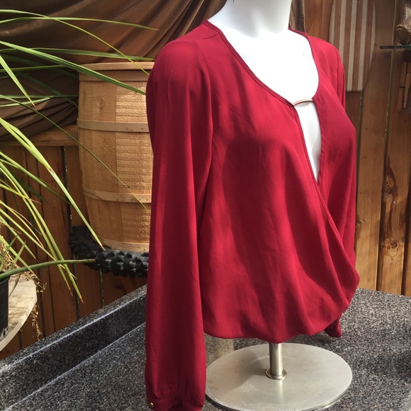 cover stitched Tops - Cover stitched sexy red wine blouse- size medium